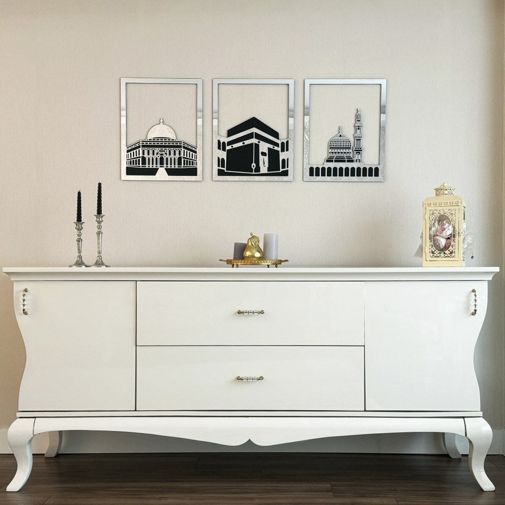 Kaaba, Masjid Al-Aqsa & Masjid An-Nabawi Acrylic Islamic Wall Art