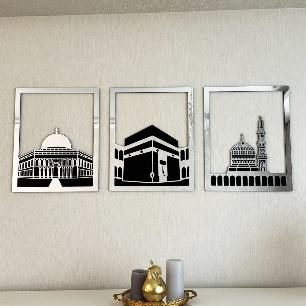 Kaaba, Masjid Al-Aqsa & Masjid An-Nabawi Acrylic Islamic Wall Art